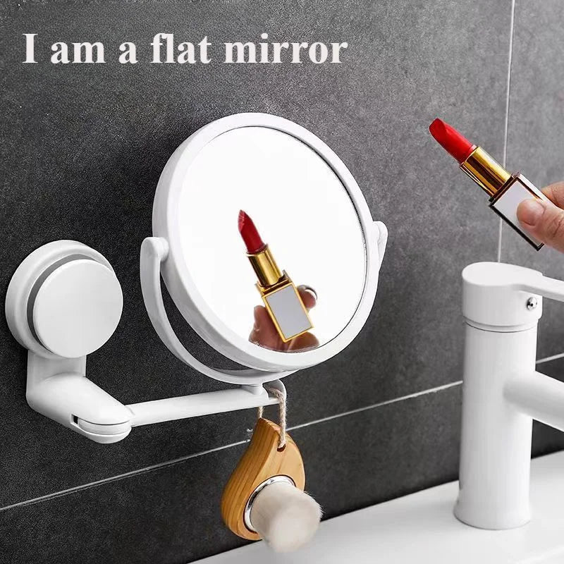 Nutshell wall mounted magnifying makeup mirror with adjustable arm for easy beauty routines