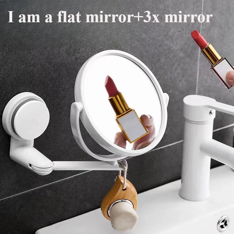Nutshell wall mounted magnifying makeup mirror with 3x magnification for detailed makeup application
