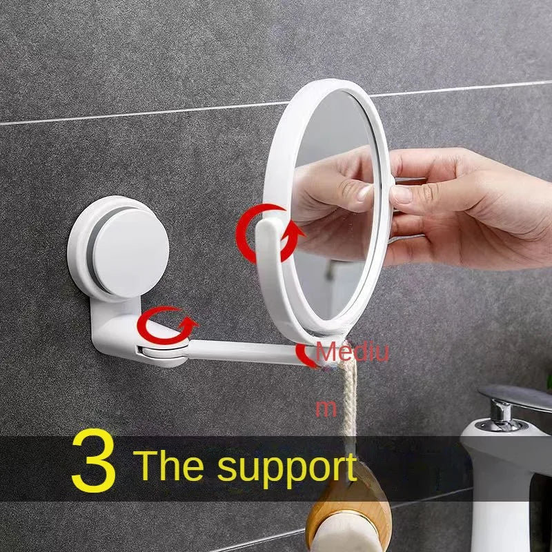 Nutshell wall mounted magnifying makeup mirror with adjustable arm for easy viewing and grooming