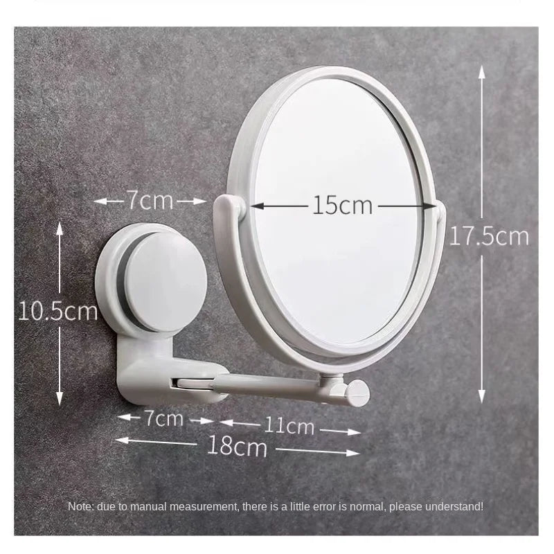 Nutshell wall mounted magnifying makeup mirror with adjustable arm and clear reflection