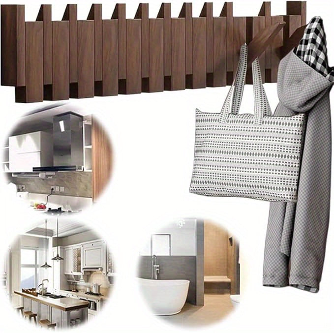 Nutshell wall mounted wooden coat hook showcasing versatile storage for bags and jackets in modern home decor