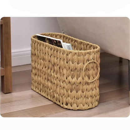 Nutshell Wicker Woven Toilet Paper Storage Basket with a Natural Finish for Home Organization