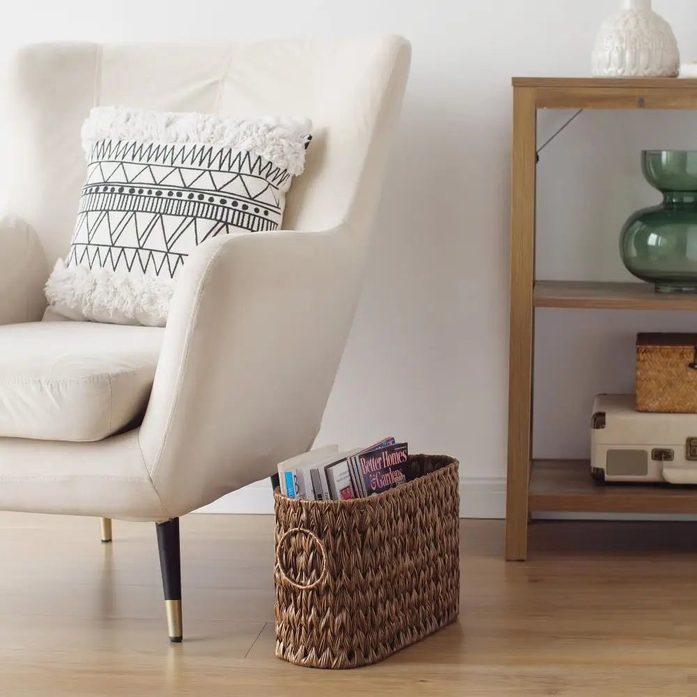 Nutshell Wicker Woven Toilet Paper Storage Basket for organizing home spaces