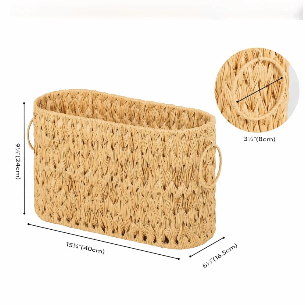 Nutshell Wicker Woven Toilet Paper Storage Basket with Handles and Natural Texture