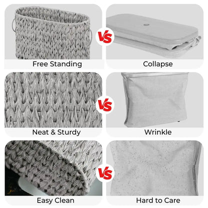 Comparison of Wicker Woven Toilet Paper Storage with features like easy clean and neat design