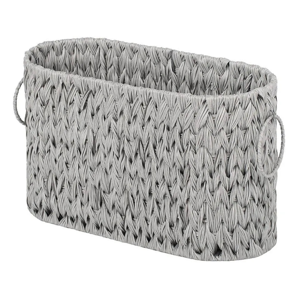 Nutshell Wicker Woven Toilet Paper Storage Basket in Gray with Side Handles for Easy Carrying