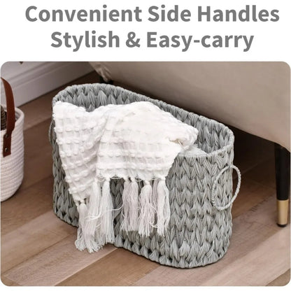 Wicker Woven Toilet Paper Storage with Convenient Side Handles for Easy Carrying and Stylish Organization