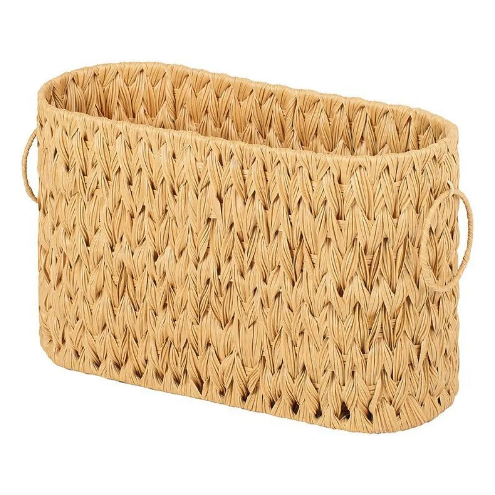 Nutshell Wicker Woven Toilet Paper Storage Basket with Handles for Stylish Organization