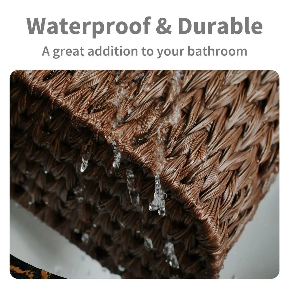 Nutshell Wicker Woven Toilet Paper Storage Basket Designed for Waterproof and Durable Bathroom Use