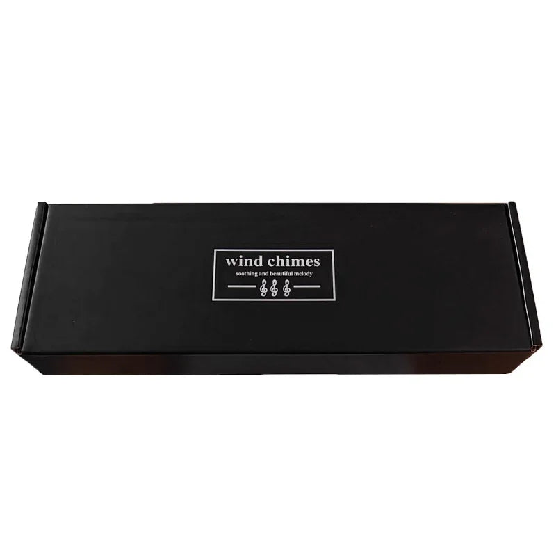 Nutshell 6 tube wind chimes for patio packaged in a sleek black box design