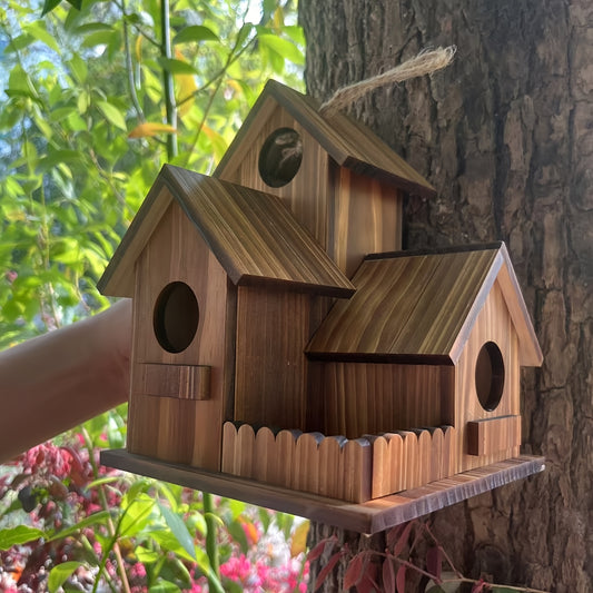 Nutshell Wooden Birdhouse with Multiple Compartments for Backyard Bird Nesting