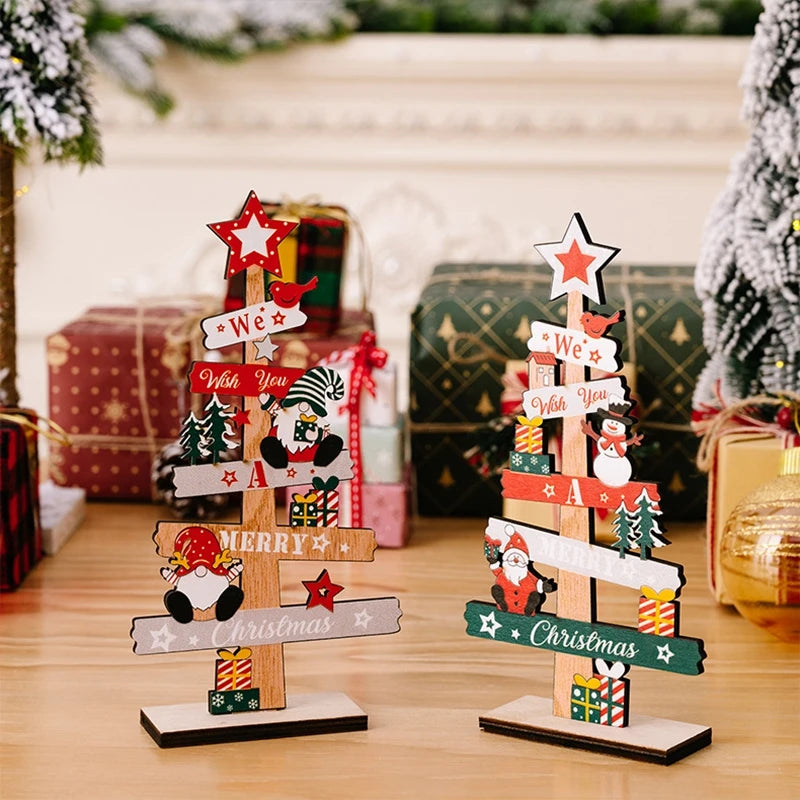 Nutshell Wooden Christmas Tree Ornament with Colorful Decorations for Holiday Cheer