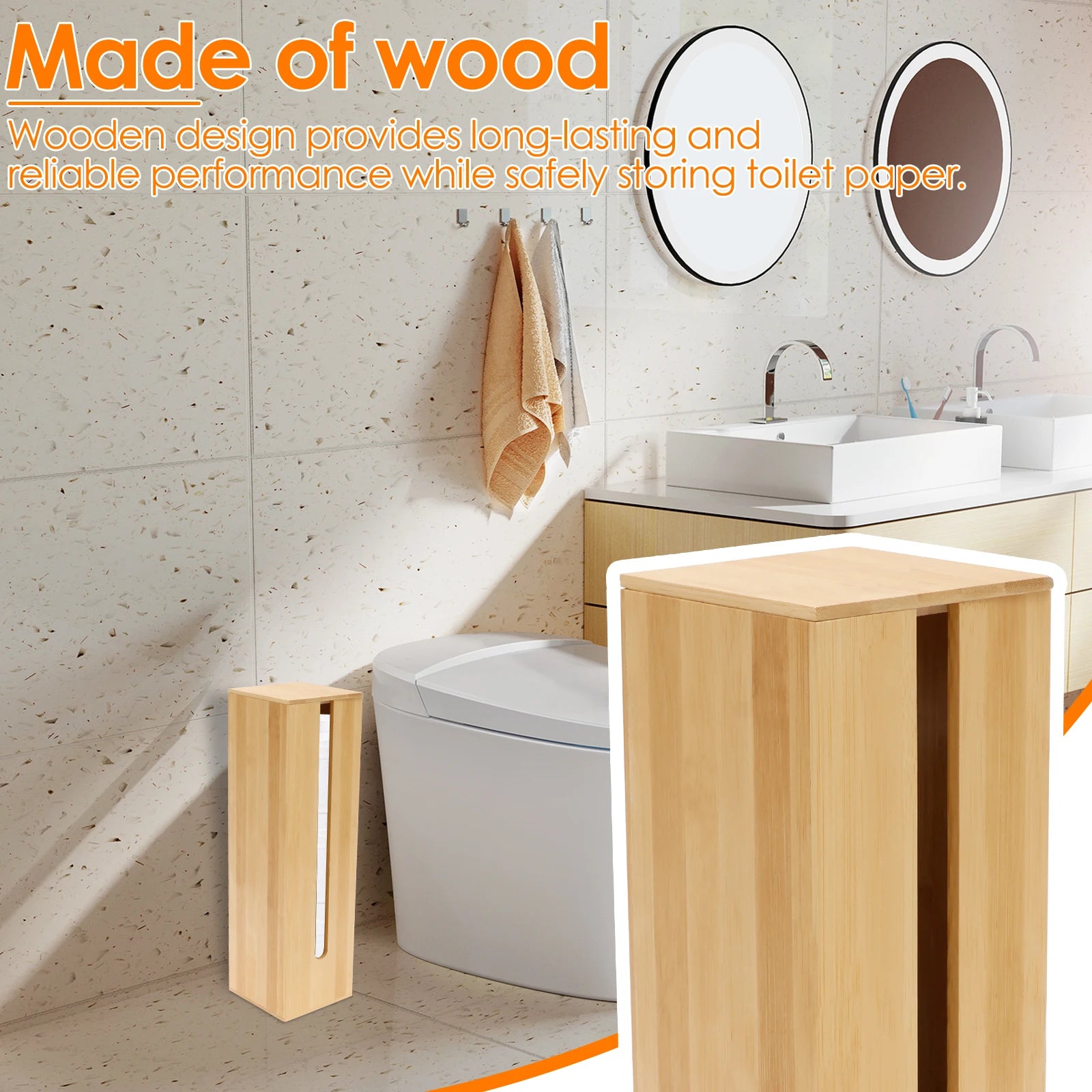 Wooden Toilet Paper Storage with modern design for stylish bathroom organization