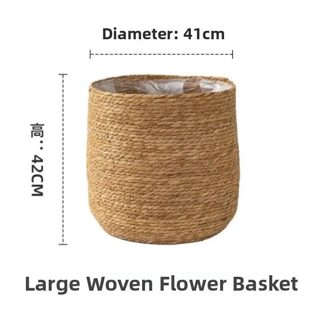 Large Woven Pot Plant Basket by Nutshell with dimensions of 42cm height and 41cm diameter