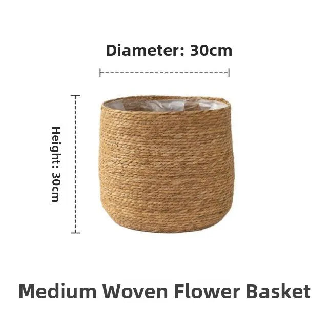 Medium Woven Pot Plant Basket with a diameter of 30cm and height of 30cm for indoor plants