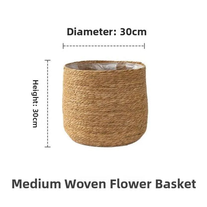 Medium Woven Pot Plant Basket with a diameter of 30cm and height of 30cm for indoor plants