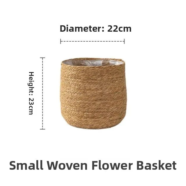 Small Woven Pot Plant Basket with a diameter of 22cm and height of 23cm for indoor plants
