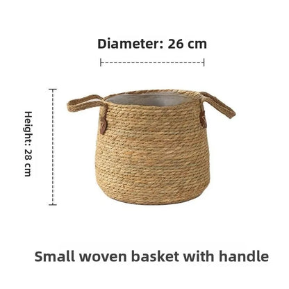 Small Woven Pot Plant Basket with handles for easy carrying and stylish decor
