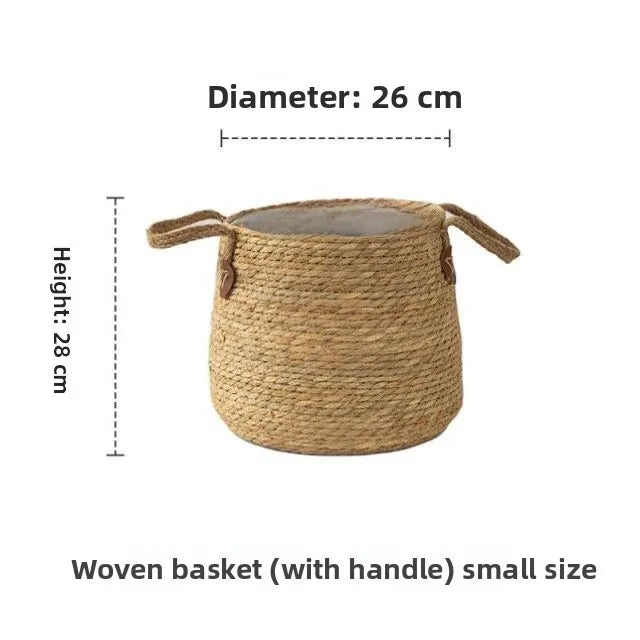 Nutshell Woven Pot Plant Basket in small size with handles for easy carrying and stylish decor