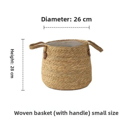 Nutshell Woven Pot Plant Basket in small size with handles for easy carrying and stylish decor