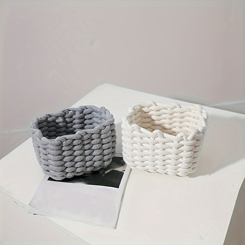 Nutshell woven rope basket storage in gray and white perfect for organizing and decor