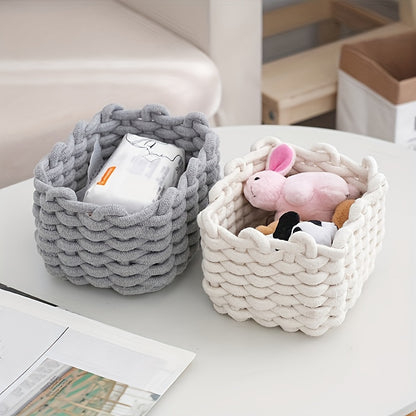 Nutshell woven rope basket storage in gray and white for organizing toys and small items
