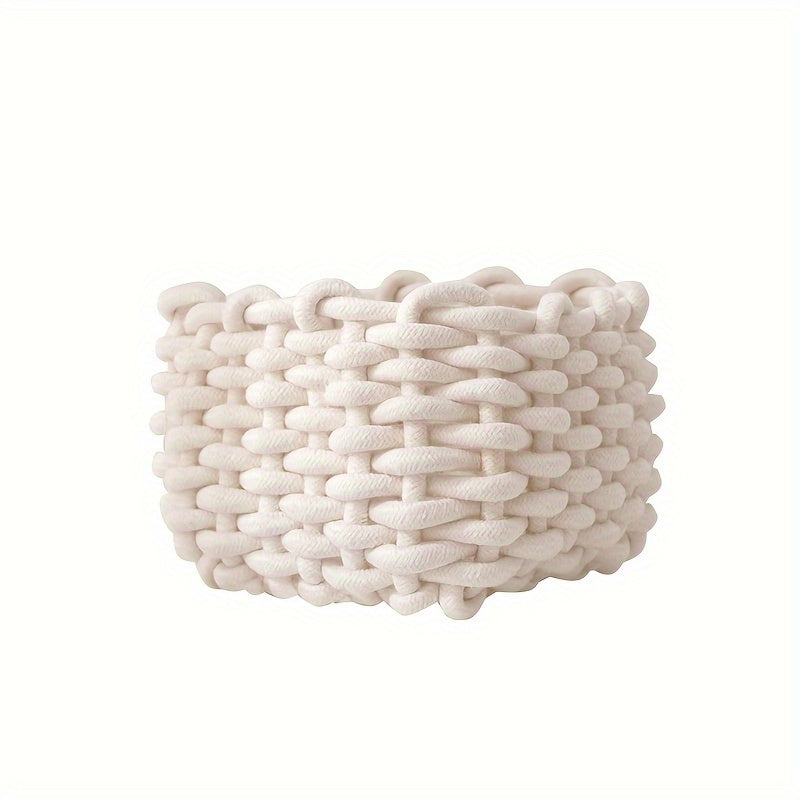 Nutshell woven rope basket storage in soft cream color for stylish home organization
