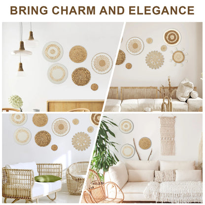 Nutshell woven wall basket decor set arranged on a light wall for an elegant home accent