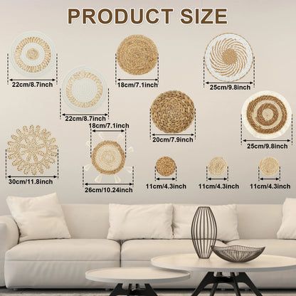 Woven wall basket decor set showcasing various sizes and designs for stylish home decoration