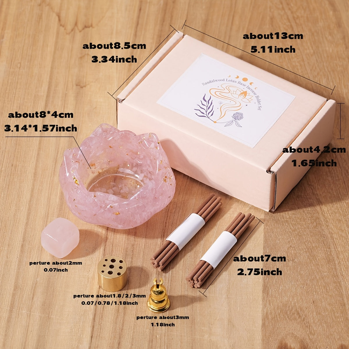 Zen lotus incense burner set with a decorative pink holder and incense sticks for calming ambiance